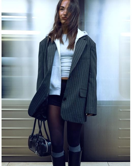 Bershka Blue Oversized Blazer