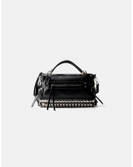 Bershka Studded Bowling Bag in Black | Lyst