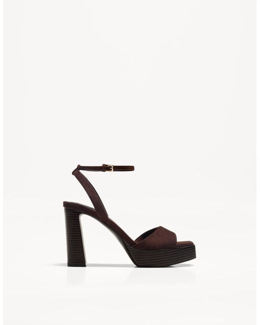 Bershka White High-Heel Platform Sandals