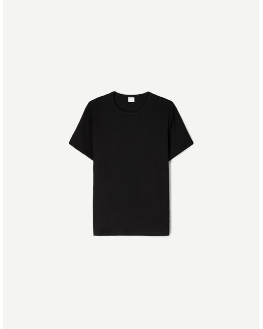 Bershka Black Ribbed Short Sleeve T-Shirt for men