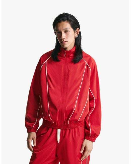 Bershka Red Sporty Technical Jacket for men