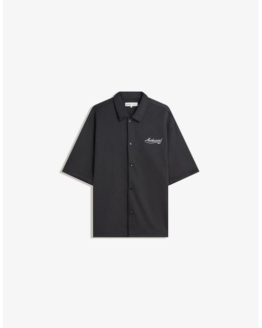 Bershka Black Embroidered Short Sleeve Shirt for men