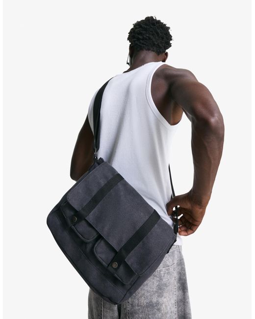 Bershka Black Bag With Front Pockets for men