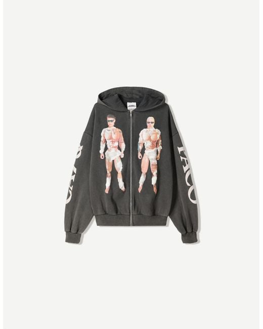 Bershka White Ca7Riel & Care Bag Zip-Up Sweatshirt