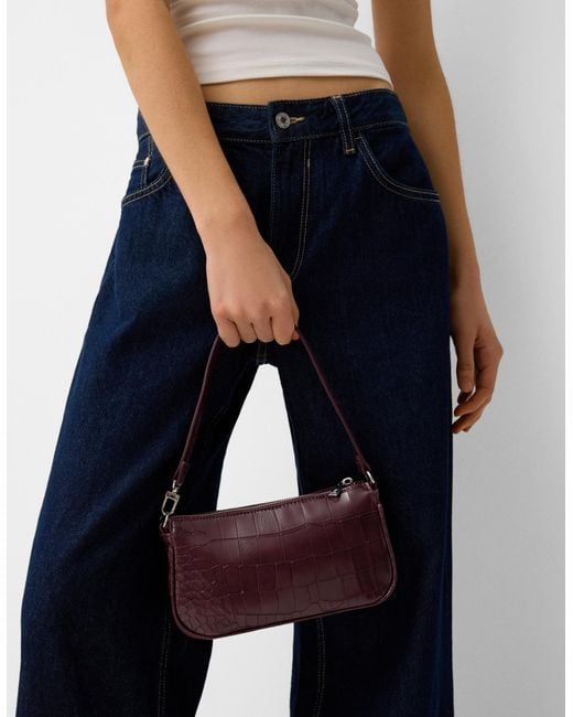 Bershka Purple Leather Effect Mini Handbag