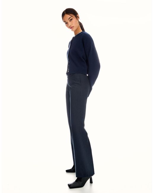 Bershka Blue Low-Rise Boot-Cut Pants