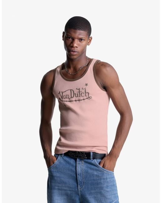 Bershka Blue Von Dutch Print Ribbed T-Shirt for men
