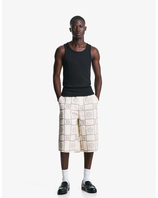 Bershka Natural Baggy Bermuda Shorts for men