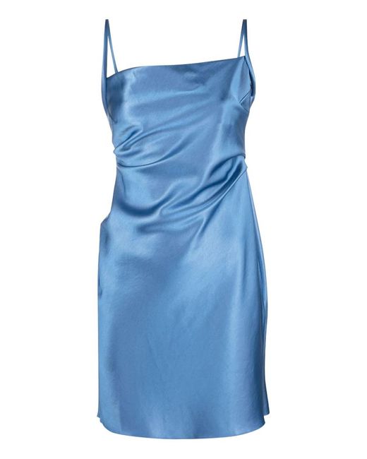 Nanushka Malai Glossy Satin Mini Blue Slip Dress | Lyst