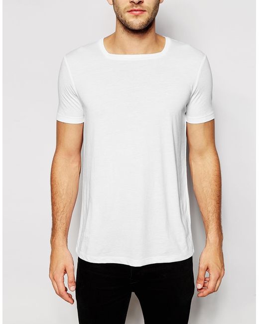 ASOS T-shirt With Square Neck in White for Men | Lyst