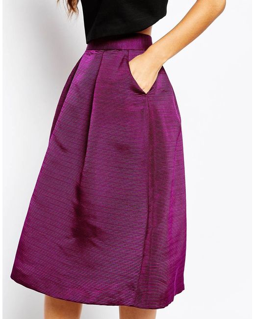 Ted Baker Purple Zelida High Waisted Midi Skirt