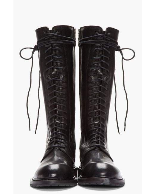 Mens tall black leather boots deals