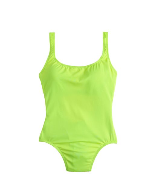 J.Crew Green Long Torso Neon Scoopback One-piece Swimsuit
