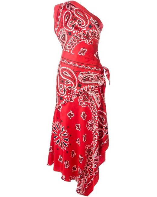Moschino Bandana Print Evening Dress in Red | Lyst