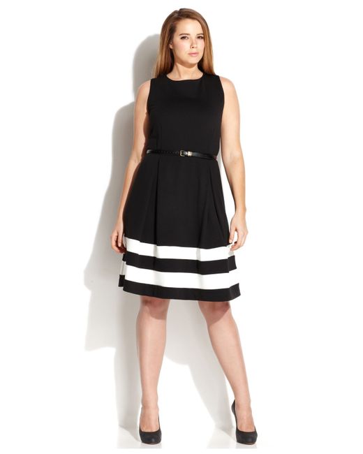 Black and white striped calvin klein dress sale