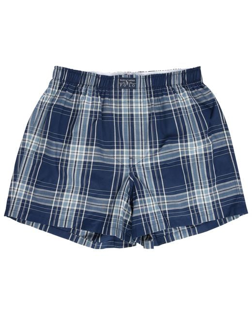 Polo ralph lauren Blue Plaid Boxer Shorts in Blue for Men - Save 32% | Lyst