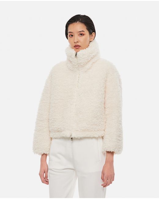 Moncler Felt Blonville Hairy Curly Fabric Jacket in Beige (Natural) - Lyst