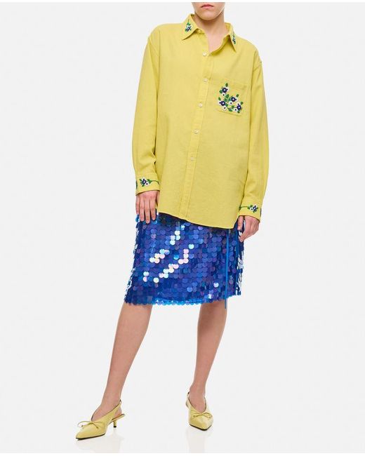 Camicia In Cotone Chicory Con Perline di Bode in Yellow