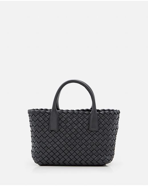 Bottega Leather Mini Cabat in Black (Blue) Lyst