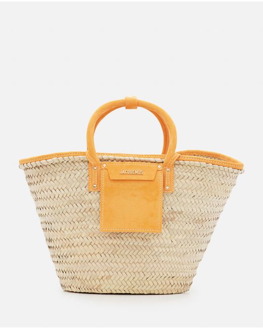 Jacquemus Leather Le Panier Soleil Raffia Tote Bag in Red | Lyst UK
