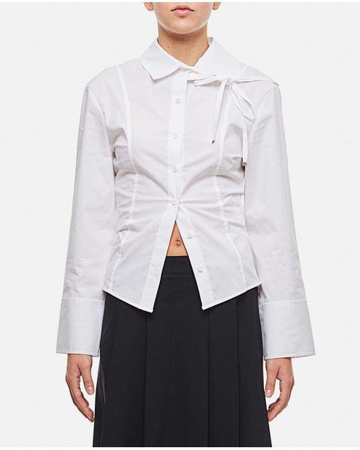 Camicia In Cotone Elasticizzato La Chemise Ruban di Jacquemus in White