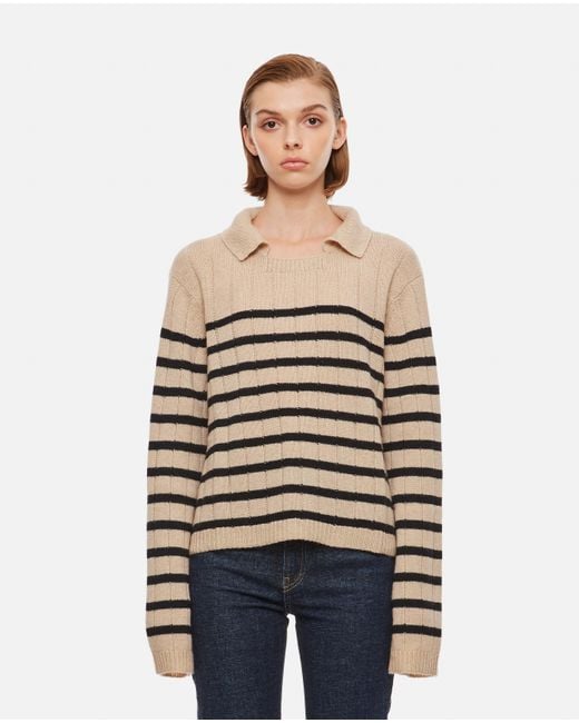 Khaite Mateo Striped Sweater in Beige (Natural) | Lyst