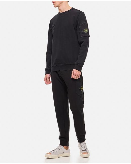 Felpa Girocollo di Stone Island in Black da Uomo