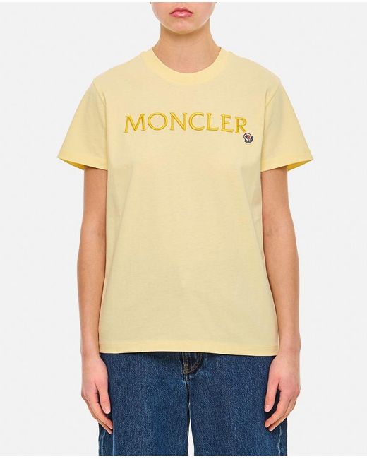 T-shirt Regular Con Logo di Moncler in Yellow