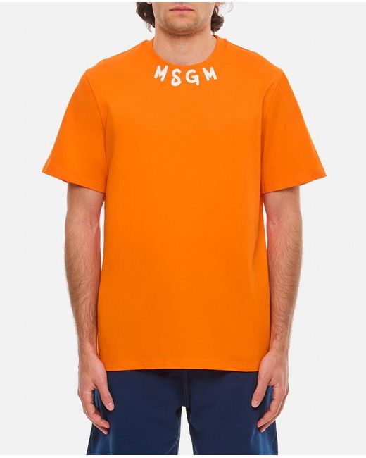 T-shirt Con Logo di MSGM in Orange da Uomo