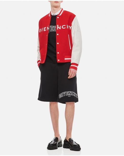 Givenchy Varsity Wool And Leather Jacket in Red for Men | Lyst