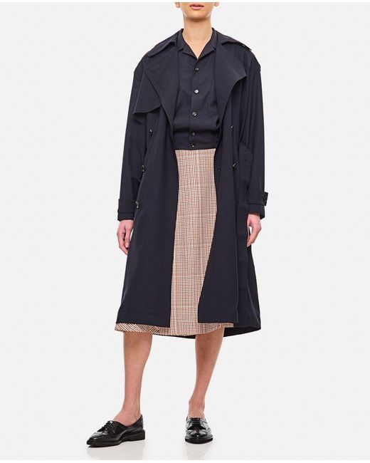 Trench In Lana Sottile di Bottega Veneta in Blue