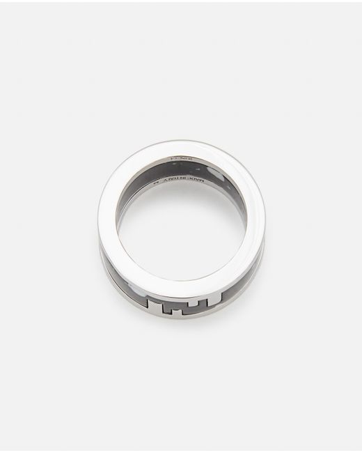 Mens Rings Fendi Rings for Men White Fendi Ff Oval Ring in Silver 