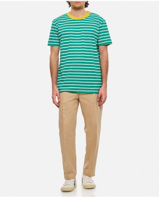 Stripes Cotton T-shirt di Howlin' By Morrison in Green da Uomo