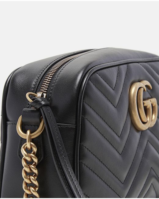 gg marmont small matelassé shoulder bag black
