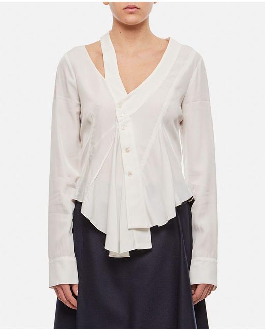 Asymmetric Seam Detailed Shirt di Stella McCartney in White