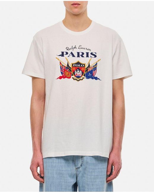 T-shirt In Cotone Con Stampa di Polo Ralph Lauren in White da Uomo