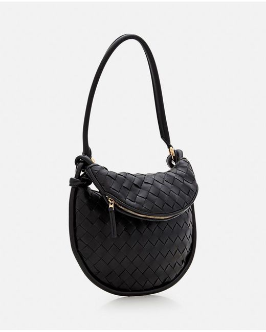 Gemelli Small Leather Shoulder Bag di Bottega Veneta in Black