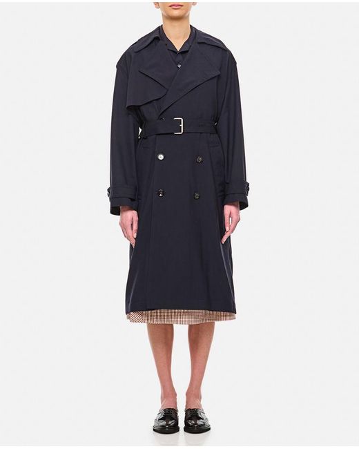 Trench In Lana Sottile di Bottega Veneta in Blue