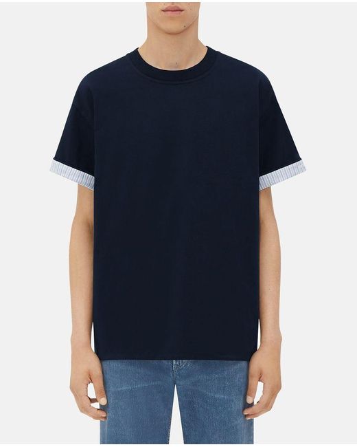 Double Layer T-shirt di Bottega Veneta in Blue da Uomo