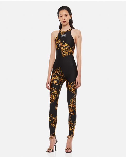 Versace Jeans Couture Synthetic Garland Printed Lycra Overall in Black |  Lyst