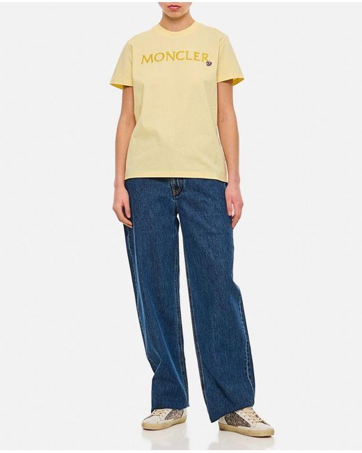 T-shirt Regular Con Logo di Moncler in Yellow