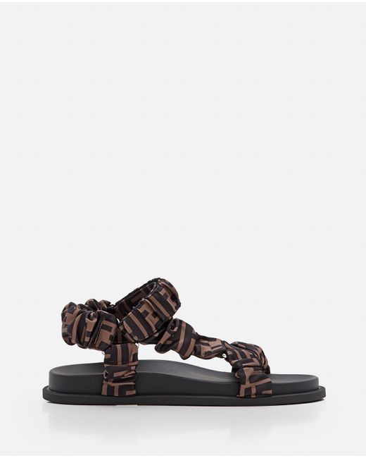 fendi feel brown ff fabric slides