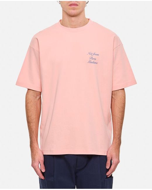 T- Shirt Slogan Cursive di Drole de Monsieur in Pink da Uomo