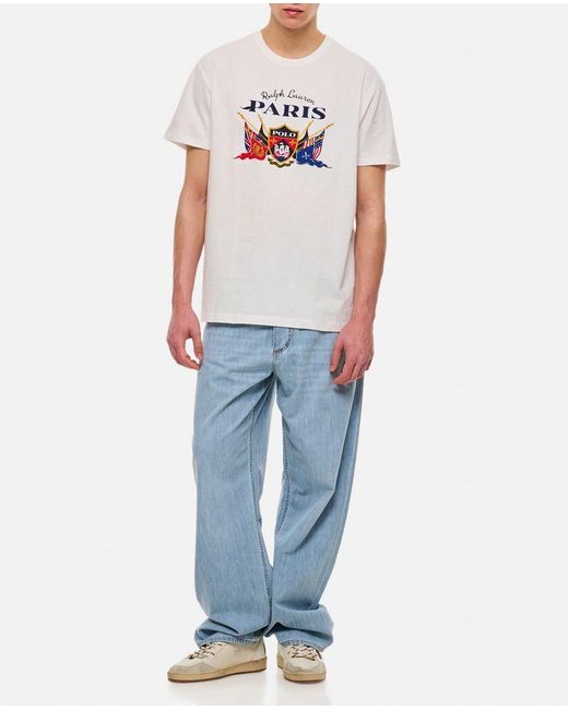 T-shirt In Cotone Con Stampa di Polo Ralph Lauren in White da Uomo
