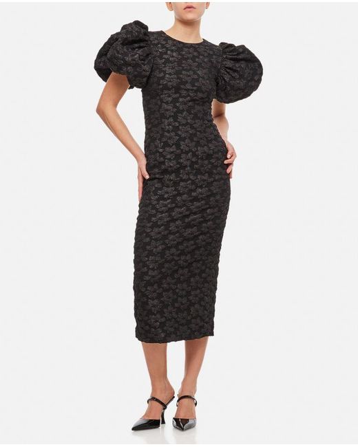 3d Jacquard Midi Dress di ROTATE BIRGER CHRISTENSEN in Black