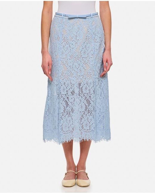 Gonna Midi Svasata In Pizzo Blu di Self-Portrait in Blue