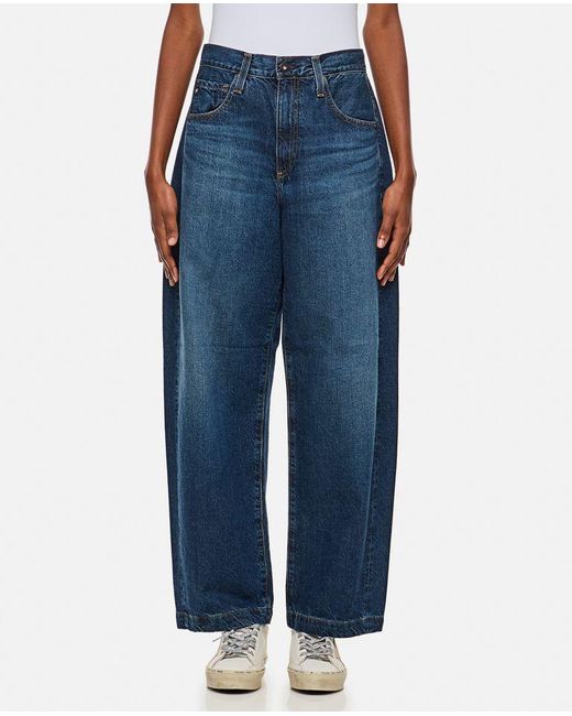 Hattie Cropped High Rise Barrel di AG Jeans in Blue