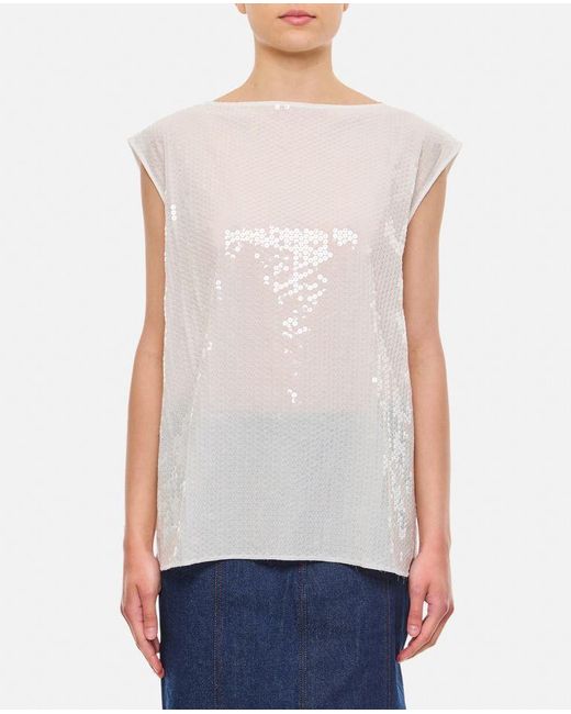 Top Con Paillettes Ricamate di Junya Watanabe in White