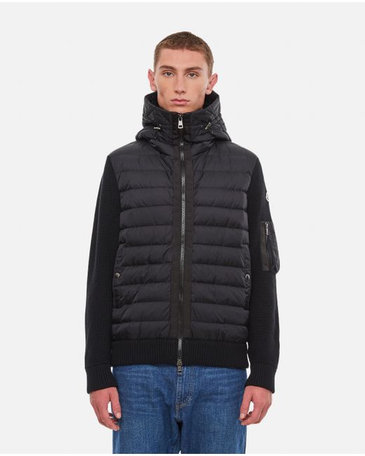 Moncler Wool Tricot And Nylon Down-filled Cardigan in Black (Blue) for ...