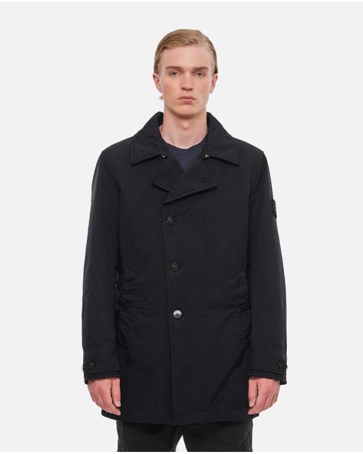 Stone Island David-tc Fabric Padded Trench Coat in Blue for Men | Lyst